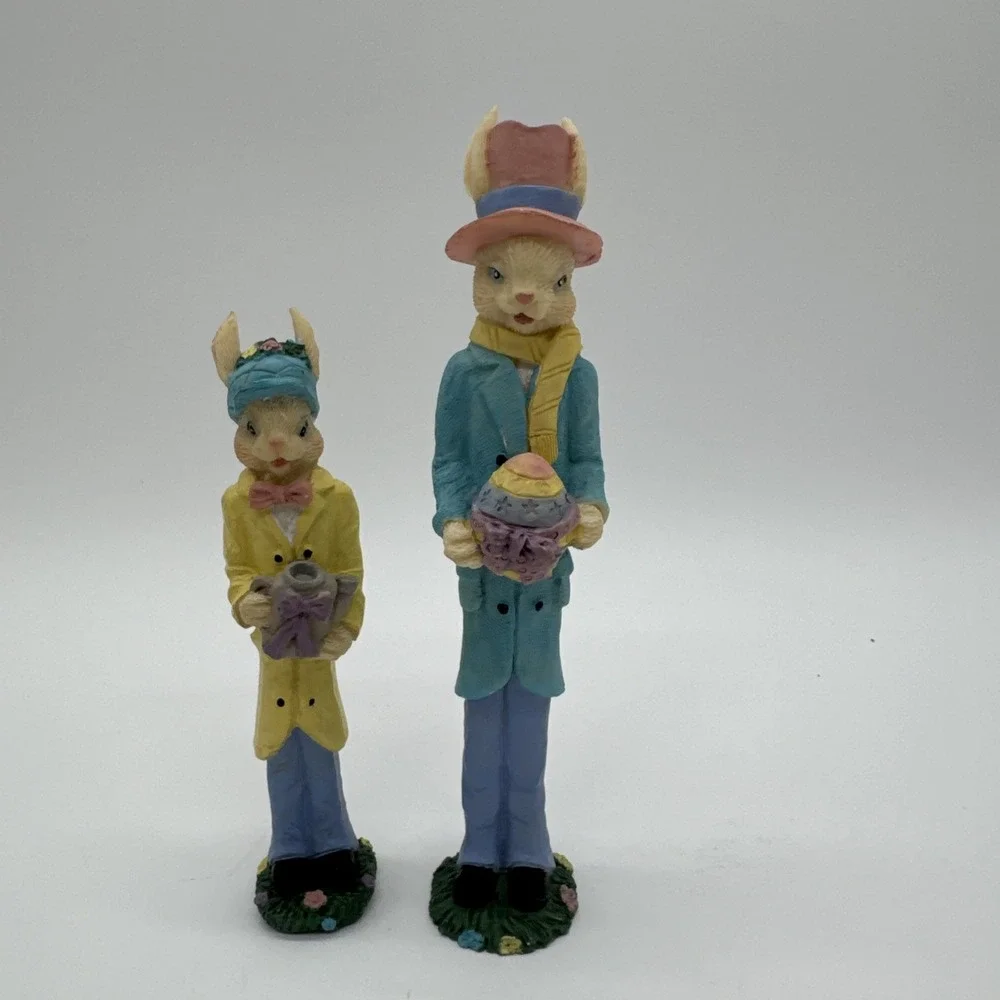 Pair Of Tall Skinny Easter Bunnies. Dried Spring And Easter Decor